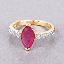 Load image into Gallery viewer, 1.01 Carat Genuine Ruby and White Diamond 14K Yellow Gold Ring