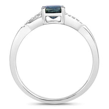 Load image into Gallery viewer, 0.88 Carat Genuine Blue Sapphire and White Diamond 14K White Gold Ring
