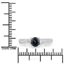 Load image into Gallery viewer, 0.88 Carat Genuine Blue Sapphire and White Diamond 14K White Gold Ring