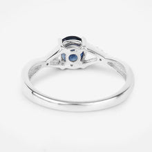 Load image into Gallery viewer, 0.88 Carat Genuine Blue Sapphire and White Diamond 14K White Gold Ring