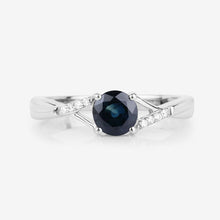 Load image into Gallery viewer, 0.88 Carat Genuine Blue Sapphire and White Diamond 14K White Gold Ring