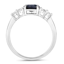 Load image into Gallery viewer, 1.38 Carat Genuine Blue Sapphire and White Diamond 14K White Gold Ring
