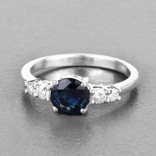 Load image into Gallery viewer, 1.38 Carat Genuine Blue Sapphire and White Diamond 14K White Gold Ring