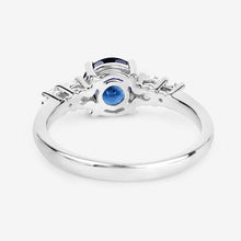 Load image into Gallery viewer, 1.38 Carat Genuine Blue Sapphire and White Diamond 14K White Gold Ring