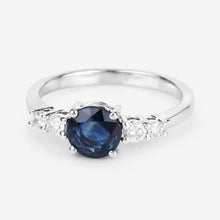 Load image into Gallery viewer, 1.38 Carat Genuine Blue Sapphire and White Diamond 14K White Gold Ring