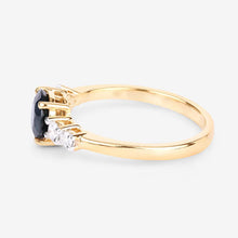 Load image into Gallery viewer, 1.38 Carat Genuine Blue Sapphire and White Diamond 14K Yellow Gold Ring