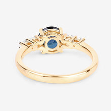 Load image into Gallery viewer, 1.38 Carat Genuine Blue Sapphire and White Diamond 14K Yellow Gold Ring