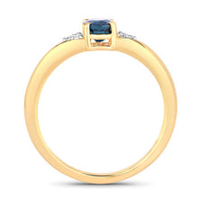 Load image into Gallery viewer, 0.84 Carat Genuine Blue Sapphire and White Diamond 14K Yellow Gold Ring