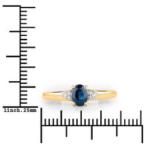Load image into Gallery viewer, 0.84 Carat Genuine Blue Sapphire and White Diamond 14K Yellow Gold Ring