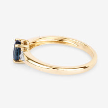 Load image into Gallery viewer, 0.84 Carat Genuine Blue Sapphire and White Diamond 14K Yellow Gold Ring