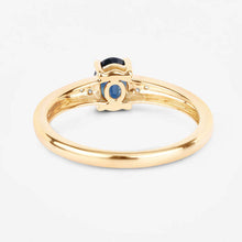 Load image into Gallery viewer, 0.84 Carat Genuine Blue Sapphire and White Diamond 14K Yellow Gold Ring