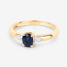 Load image into Gallery viewer, 0.84 Carat Genuine Blue Sapphire and White Diamond 14K Yellow Gold Ring