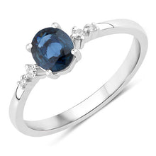 Load image into Gallery viewer, 0.84 Carat Genuine Blue Sapphire and White Diamond 14K White Gold Ring