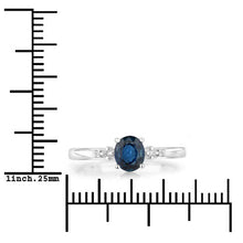 Load image into Gallery viewer, 0.84 Carat Genuine Blue Sapphire and White Diamond 14K White Gold Ring