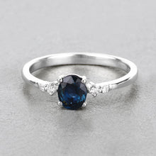 Load image into Gallery viewer, 0.84 Carat Genuine Blue Sapphire and White Diamond 14K White Gold Ring