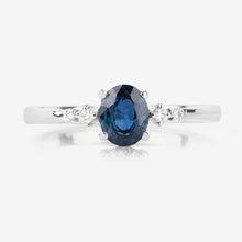 Load image into Gallery viewer, 0.84 Carat Genuine Blue Sapphire and White Diamond 14K White Gold Ring