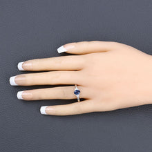 Load image into Gallery viewer, 1.01 Carat Genuine Blue Sapphire and White Diamond 14K White Gold Ring