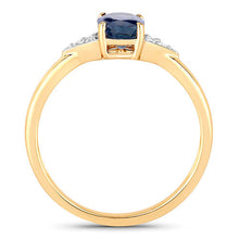 Load image into Gallery viewer, 1.01 Carat Genuine Blue Sapphire and White Diamond 14K Yellow Gold Ring