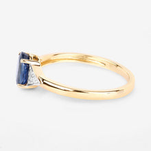 Load image into Gallery viewer, 1.01 Carat Genuine Blue Sapphire and White Diamond 14K Yellow Gold Ring