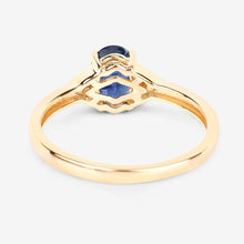 Load image into Gallery viewer, 1.01 Carat Genuine Blue Sapphire and White Diamond 14K Yellow Gold Ring