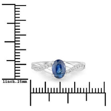 Load image into Gallery viewer, 1.04 Carat Genuine Blue Sapphire and White Diamond 14K White Gold Ring
