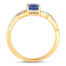 Load image into Gallery viewer, 1.04 Carat Genuine Blue Sapphire and White Diamond 14K Yellow Gold Ring