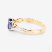 Load image into Gallery viewer, 1.04 Carat Genuine Blue Sapphire and White Diamond 14K Yellow Gold Ring