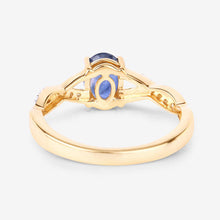 Load image into Gallery viewer, 1.04 Carat Genuine Blue Sapphire and White Diamond 14K Yellow Gold Ring