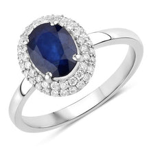 Load image into Gallery viewer, 1.84 Carat Genuine Blue Sapphire and White Diamond 14K White Gold Ring