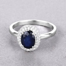 Load image into Gallery viewer, 1.84 Carat Genuine Blue Sapphire and White Diamond 14K White Gold Ring