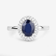 Load image into Gallery viewer, 1.84 Carat Genuine Blue Sapphire and White Diamond 14K White Gold Ring