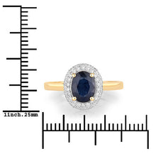 Load image into Gallery viewer, 1.84 Carat Genuine Blue Sapphire and White Diamond 14K Yellow Gold Ring