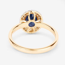 Load image into Gallery viewer, 1.84 Carat Genuine Blue Sapphire and White Diamond 14K Yellow Gold Ring