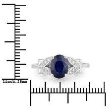 Load image into Gallery viewer, 1.62 Carat Genuine Blue Sapphire and White Diamond 14K White Gold Ring