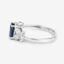 Load image into Gallery viewer, 1.62 Carat Genuine Blue Sapphire and White Diamond 14K White Gold Ring