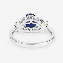 Load image into Gallery viewer, 1.62 Carat Genuine Blue Sapphire and White Diamond 14K White Gold Ring