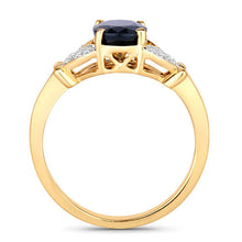 Load image into Gallery viewer, 1.62 Carat Genuine Blue Sapphire and White Diamond 14K Yellow Gold Ring