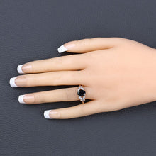 Load image into Gallery viewer, 1.62 Carat Genuine Blue Sapphire and White Diamond 14K Yellow Gold Ring