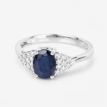 Load image into Gallery viewer, 1.73 Carat Genuine Blue Sapphire and White Diamond 14K White Gold Ring