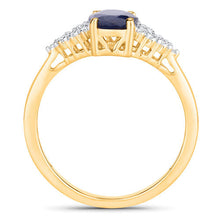 Load image into Gallery viewer, 1.73 Carat Genuine Blue Sapphire and White Diamond 14K Yellow Gold Ring