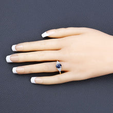 Load image into Gallery viewer, 1.73 Carat Genuine Blue Sapphire and White Diamond 14K Yellow Gold Ring