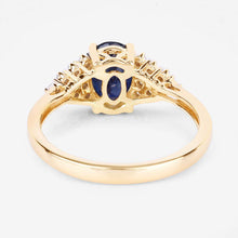 Load image into Gallery viewer, 1.73 Carat Genuine Blue Sapphire and White Diamond 14K Yellow Gold Ring