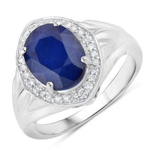 Load image into Gallery viewer, 3.31 Carat Genuine Blue Sapphire and White Diamond 14K White Gold Ring