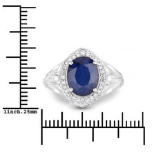 Load image into Gallery viewer, 3.31 Carat Genuine Blue Sapphire and White Diamond 14K White Gold Ring