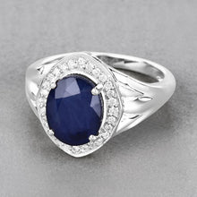 Load image into Gallery viewer, 3.31 Carat Genuine Blue Sapphire and White Diamond 14K White Gold Ring