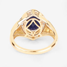 Load image into Gallery viewer, 3.31 Carat Genuine Blue Sapphire and White Diamond 14K Yellow Gold Ring