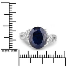 Load image into Gallery viewer, 6.54 Carat Genuine Blue Sapphire and White Diamond 14K White Gold Ring
