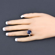 Load image into Gallery viewer, 6.54 Carat Genuine Blue Sapphire and White Diamond 14K White Gold Ring