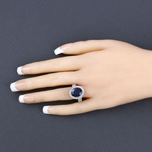 Load image into Gallery viewer, 6.52 Carat Genuine Blue Sapphire and White Diamond 14K White Gold Ring