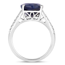 Load image into Gallery viewer, 6.49 Carat Genuine Blue Sapphire and White Diamond 14K White Gold Ring